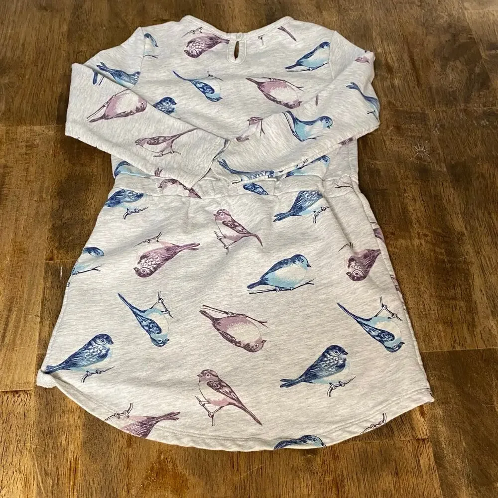 Old Navy gray bird long sleeve sweatshirt‎ dress SIZE 5